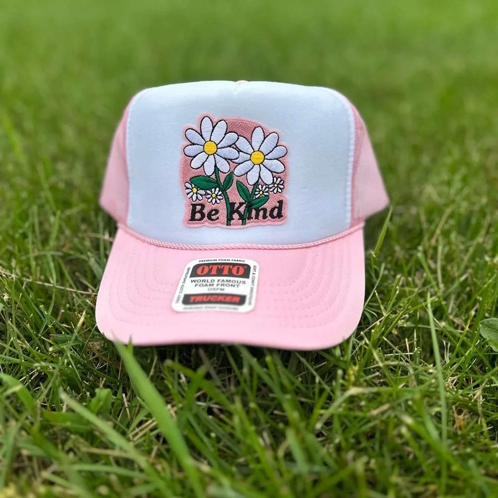 NEW “be Kind” SnapBack / trucker hat - pink and white - Picture 2 of 4